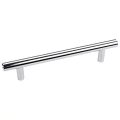 Hardware Resources 176PC 176mm (6-15/16") Overall Length 7/16" Diameter Steel Cabinet Bar Pull with Beveled Ends - Screws Included - 128 mm center-to-center Holes - Polished Chrome Clearance