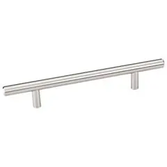 Latest Hardware Resources 206SN 206 mm (8-1/8") Overall Length 7/16" Diameter Steel Cabinet Bar Pull with Beveled Ends - Screws Included - 128 mm center-to-center Holes - Satin Nickel