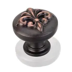 Hardware Resources 218DBAC 1-3/8" Overall Length Raised Fleur-de-lis Cabinet Knob - Screws Included - Brushed Oil Rubbed Bronze Worldwide Shipping