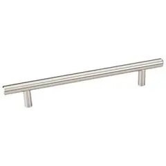 Markdown Hardware Resources 220SN 220 mm (8-11/16") Overall Length 7/16" Diameter Steel Cabinet Bar Pull with Beveled Ends - 160 mm center-to-center Holes - Screws Included - Satin Nickel