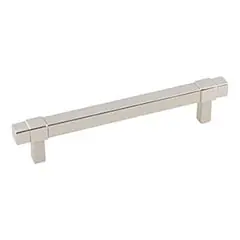 Express Delivery Hardware Resources 293-128NI 6-5/16" Overall Length Square Bar Pull - Screws Included - 128 mm center-to-center Holes - Polished Nickel