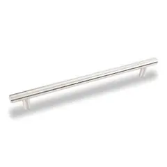 Handmade Hardware Resources 370SN 370 mm (14-9/16") Overall Length 9/16" Diameter Steel Cabinet Bar Pull - 320 mm center-to-center Holes - Screws Included - Satin Nickel