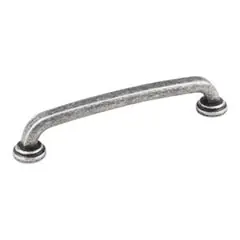 Secure Checkout Hardware Resources 527-128SIM 5-7/8" Overall Length Gavel Cabinet Pull - Screws Included - 128 mm center-to-center Holes - Distressed Antique Silver