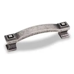 One Day Deal Hardware Resources 585-96DP 4-1/2" Overall Length Square Cabinet Pull - 96 mm center-to-center Holes - Screws Included - Distressed Pewter