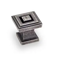 Hardware Resources 585DP 1" Overall Length Square Cabinet Knob - Screws Included - Distressed Pewter Free Delivery
