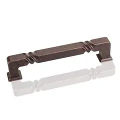 Warranty Included Hardware Resources 602-128DMAC 5-13/16" Overall Length Rustic Cabinet Pull - Screws Included - 128 mm center-to-center Holes - Distressed Oil Rubbed Bronze
