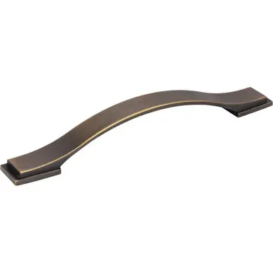 Secure Checkout Hardware Resources 80152-160ABSB 8-1/16" Overall Length Strap Cabinet Pull - 160 mm center-to-center Holes - Screws Included - Antique Brushed Satin Brass