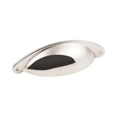 Fan Favorite Hardware Resources 8233NI 4-15/16" Overall Length Shaker Cabinet Cup Pull - Screws Included - Polished Nickel