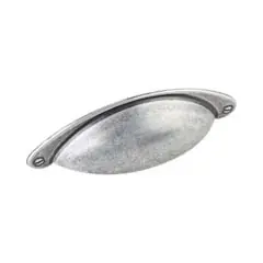 New Arrival Hardware Resources 8233SIM 4-15/16" Overall Length Shaker Cabinet Cup Pull - Screws Included - Distressed Antique Silver