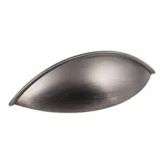 Popular Hardware Resources 8236-BNBDL 5" Overall Length Shaker Cabinet Cup Pull - 96 mm center-to-center Holes - Screws Included - Brushed Pewter