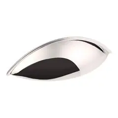 Discount Hardware Resources 8236NI 5" Overall Length Shaker Cabinet Cup Pull - 96 mm center-to-center Holes - Screws Included - Polished Nickel
