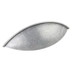 Markdown Hardware Resources 8236SIM 5" Overall Length Shaker Cabinet Cup Pull - 96 mm center-to-center Holes - Screws Included - Distressed Antique Silver