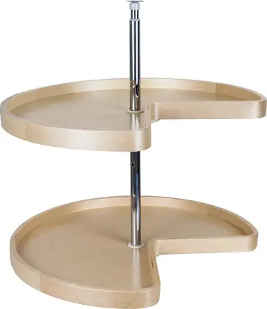 Fresh Stock Hardware Resources BLSK224-SET 24 Inch Kidney Banded Lazy Susan Set with Twist & Lock Adjustable Pole