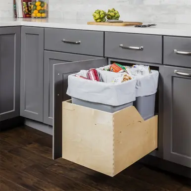 Final Sale Hardware Resources CAN-WBMD35G Preassembled 35 Quart Double Pullout Waste Container System