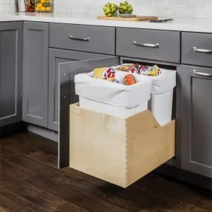 Holiday Sale Hardware Resources CAN-WBMD50WH Preassembled 50 Quart Double Pullout Waste Container System