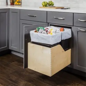 Luxury Hardware Resources CAN-WBMS50B Preassembled 50 Quart Single Pullout Waste Container System