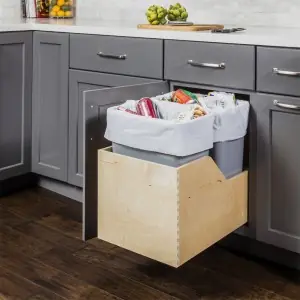 New Arrival Hardware Resources CAN-WBMS50G Preassembled 50 Quart Single Pullout Waste Container System