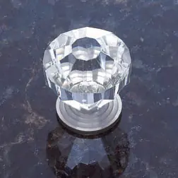 JVJ 53646 Satin Nickel Acrylic Crystal" 1 1/4" Door Knob Reduced Price