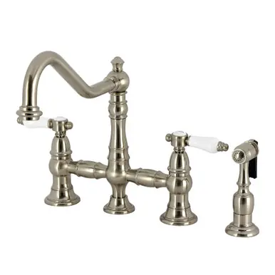 High Quality Kingston Brass Bel-Air Bridge Kitchen Faucet with Brass Sprayer, Brushed Nickel - KS3278BPLBS