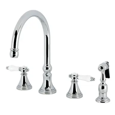 Kingston Brass Bel-Air Double-Handle Widespread Kitchen Faucet with Brass Sprayer, Polished Chrome - KS2791BPLBS Worldwide Shipping