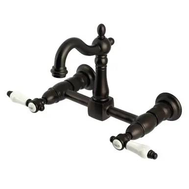 Final Sale Kingston Brass Bel-Air Two Handle Wall Mount Kitchen Faucet, Oil Rubbed Bronze - KS2445BPL