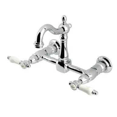 Kingston Brass Bel-Air Two Handle Wall Mount Kitchen Faucet, Polished Chrome - KS2441BPL Seasonal Sale