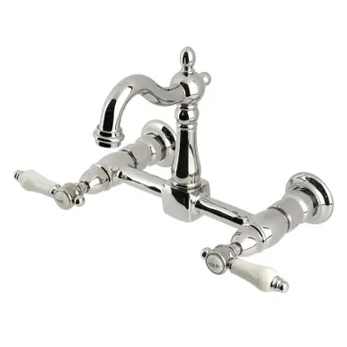 Kingston Brass Bel-Air Two Handle Wall Mount Kitchen Faucet, Polished Nickel - KS2446BPL Time-Limited