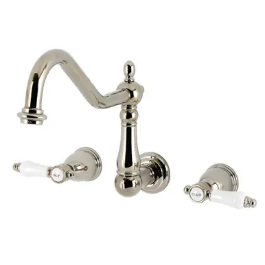 Kingston Brass Bel-Air Two-Handle Wall Mount Kitchen Faucet, Polished Nickel - KS1286BPL Special Offer