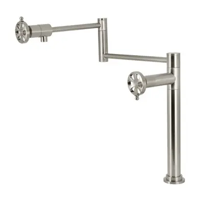 Kingston Brass Belknap Deck Mount Pot Filler Faucet, Brushed Nickel - KS4708RX Weekend Sale