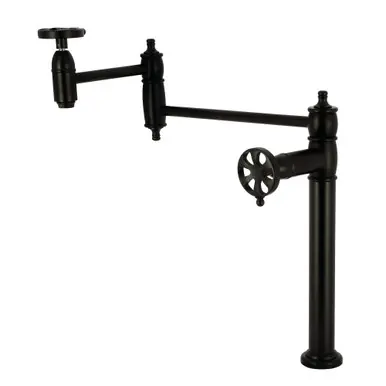 Free Returns Kingston Brass Belknap Deck Mount Pot Filler Faucet, Matte Black - KS3700RX