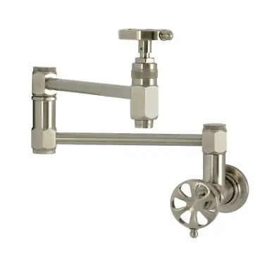 Kingston Brass Belknap Wall Mount Pot Filler Faucet, Brushed Nickel - KS5108RX Hot Deal