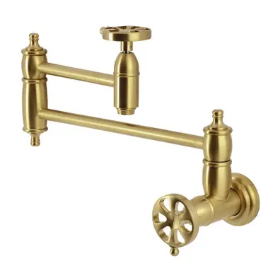 Hot Deal Kingston Brass Belknap Wall Mount Pot Filler, Brushed Brass - KS3107RX