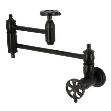 Kingston Brass Belknap Wall Mount Pot Filler, Matte Black - KS3100RX New Release
