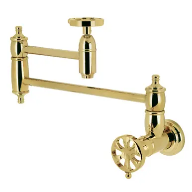 Trending Kingston Brass Belknap Wall Mount Pot Filler, Polished Brass - KS3102RX