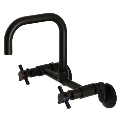 Best Seller Kingston Brass Concord 8-Inch Adjustable Center Wall Mount Kitchen Faucet, Matte Black - KS413MB