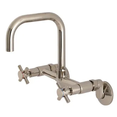 Kingston Brass Concord 8-Inch Adjustable Center Wall Mount Kitchen Faucet, Polished Nickel - KS413PN Next Day Delivery