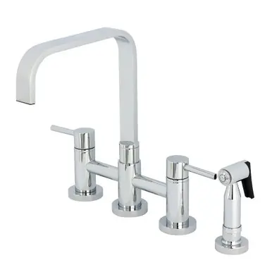 Kingston Brass Concord Bridge Kitchen Faucet with Brass Side Sprayer, Polished Chrome - KS8251DLBS Affordable