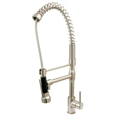 Direct From Manufacturer Kingston Brass Concord Single Handle Spring Spout Pre-Rinse Pull Down Kitchen Faucet, Brushed Nickel - KS8978DL