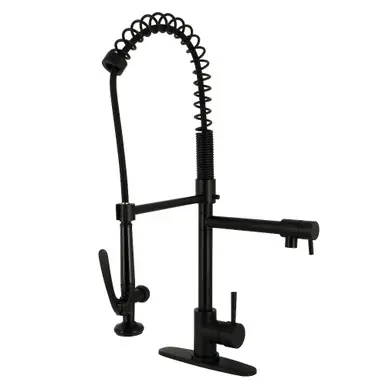 Final Sale Kingston Brass Concord Single-Handle Pre-Rinse Kitchen Faucet, Matte Black - LS8500DL