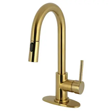 Discount Kingston Brass Concord Single-Handle Pull Down Sprayer Bar Faucet, Brushed Brass - LS2463DL