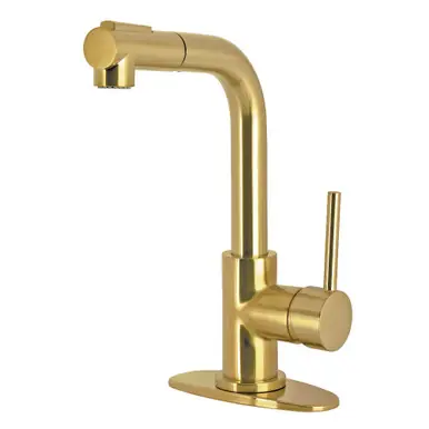 Direct From Factory Kingston Brass Concord Single-Handle Pull-Out Bar Faucet, Brushed Brass - LS2413DL