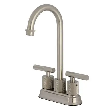 Worldwide Shipping Kingston Brass Convergent 4-Inch Centerset Bar Faucet with Knurled Handle, Brushed Nickel - KB5498KNL