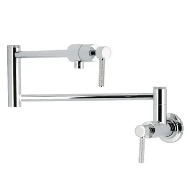 Kingston Brass Convergent Wall Mount Pot Filler Faucet with Knurled Handle, Polished Chrome - KS4101KNL Super Sale