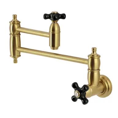 Big Sale Kingston Brass Duchess Traditional Wall Mount Pot Filler, Brushed Brass - KS3107PKX