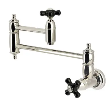 Kingston Brass Duchess Traditional Wall Mount Pot Filler, Polished Nickel - KS3106PKX Low Price