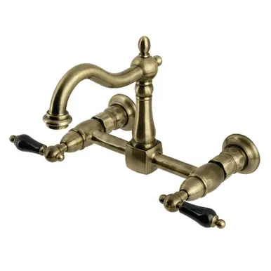 Kingston Brass Duchess Two Handle Wall Mount Kitchen Faucet, Antique Brass - KS1263PKL Affordable