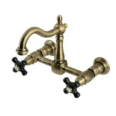 Kingston Brass Duchess Two Handle Wall Mount Kitchen Faucet, Antique Brass - KS1263PKX Affordable