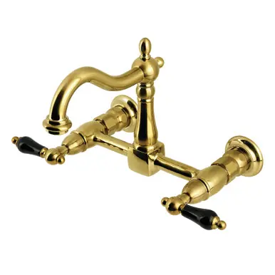 Kingston Brass Duchess Two Handle Wall Mount Kitchen Faucet, Brushed Brass - KS1267PKL Grab Now