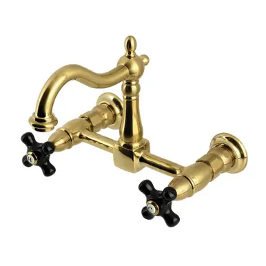 Kingston Brass Duchess Two Handle Wall Mount Kitchen Faucet, Brushed Brass - KS1267PKX Hot Picks