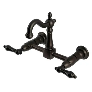 Kingston Brass Duchess Two Handle Wall Mount Kitchen Faucet, Oil Rubbed Bronze - KS2445PKL One Day Deal